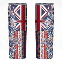 Hawaiian Manta Ray and Turtle Tribal Tattoo Skinny Tumbler With Hawaii Flag and Flowers