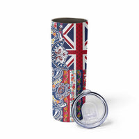 Hawaiian Manta Ray and Turtle Tribal Tattoo Skinny Tumbler With Hawaii Flag and Flowers