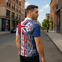 Hawaiian Manta Ray and Turtle Tribal Tattoo Zipper Polo Shirt With Hawaii Flag and Flowers