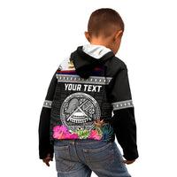 Personalized American Samoa Flag Day Kid Hoodie Tanoa and Fue mix Hibiscus Flower Polynesian Pattern