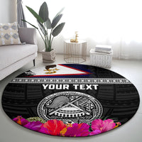 Personalized American Samoa Flag Day Round Carpet Tanoa and Fue mix Hibiscus Flower Polynesian Pattern LT03 - Polynesian Pride