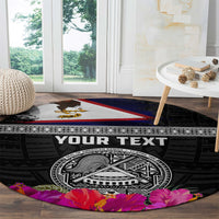 Personalized American Samoa Flag Day Round Carpet Tanoa and Fue mix Hibiscus Flower Polynesian Pattern LT03 - Polynesian Pride