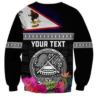 Personalized American Samoa Flag Day Sweatshirt Tanoa and Fue mix Hibiscus Flower Polynesian Pattern