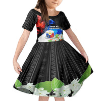 Philippines Independence Day Kid Short Sleeve Dress Philippines Eagle and Sampaguita Jasmine Yakan Tribal