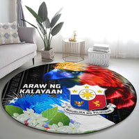 Philippines Independence Day Round Carpet Philippines Eagle and Sampaguita Jasmine Yakan Tribal LT03 - Polynesian Pride