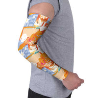 Hawaiian and Japanese Culture Together Arm Sleeves Palaka Japanese Art and Tropical Motif Tribal Patchwork