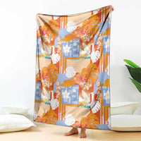 Hawaiian and Japanese Culture Together Blanket Palaka Japanese Art and Tropical Motif Tribal Patchwork