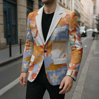 Hawaiian and Japanese Culture Together Blazer Palaka Japanese Art and Tropical Motif Tribal Patchwork