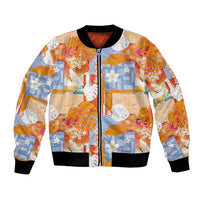 Hawaiian and Japanese Culture Together Bomber Jacket Palaka Japanese Art and Tropical Motif Tribal Patchwork