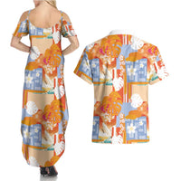 Hawaiian and Japanese Culture Together Couples Matching Summer Maxi Dress and Hawaiian Shirt Palaka Japanese Art and Tropical Motif Tribal Patchwork