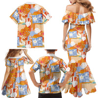Hawaiian and Japanese Culture Together Family Matching Mermaid Dress and Hawaiian Shirt Palaka Japanese Art and Tropical Motif Tribal Patchwork
