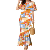 Hawaiian and Japanese Culture Together Family Matching Mermaid Dress and Hawaiian Shirt Palaka Japanese Art and Tropical Motif Tribal Patchwork