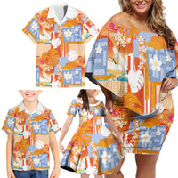 Hawaiian and Japanese Culture Together Family Matching Off Shoulder Short Dress and Hawaiian Shirt Palaka Japanese Art and Tropical Motif Tribal Patchwork