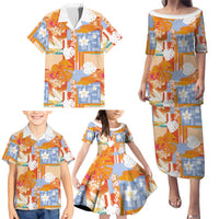 Hawaiian and Japanese Culture Together Family Matching Puletasi and Hawaiian Shirt Palaka Japanese Art and Tropical Motif Tribal Patchwork