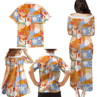 Hawaiian and Japanese Culture Together Family Matching Puletasi and Hawaiian Shirt Palaka Japanese Art and Tropical Motif Tribal Patchwork