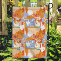 Hawaiian and Japanese Culture Together Garden Flag Palaka Japanese Art and Tropical Motif Tribal Patchwork
