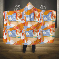 Hawaiian and Japanese Culture Together Hooded Blanket Palaka Japanese Art and Tropical Motif Tribal Patchwork