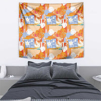 Hawaiian and Japanese Culture Together Tapestry Palaka Japanese Art and Tropical Motif Tribal Patchwork