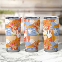 Hawaiian and Japanese Culture Together Tumbler Cup Palaka Japanese Art and Tropical Motif Tribal Patchwork