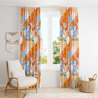 Hawaiian and Japanese Culture Together Window Curtain Palaka Japanese Art and Tropical Motif Tribal Patchwork