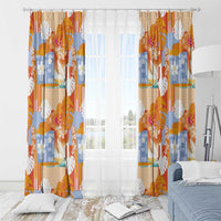 Hawaiian and Japanese Culture Together Window Curtain Palaka Japanese Art and Tropical Motif Tribal Patchwork