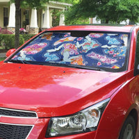 Hawaiian and Japanese Culture Together Auto Sun Shade Hawaiian Archipelago Shape Sea Animals