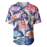 Hawaiian and Japanese Culture Together Baseball Jersey Hawaiian Archipelago Shape Sea Animals LT03 Multicolor - Polynesian Pride