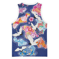 Hawaiian and Japanese Culture Together Basketball Jersey Hawaiian Archipelago Shape Sea Animals