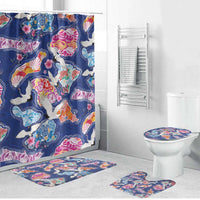 Hawaiian and Japanese Culture Together Bathroom Set Hawaiian Archipelago Shape Sea Animals LT03 Bathroom Set (4 pcs) Multicolor - Polynesian Pride