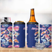 Hawaiian and Japanese Culture Together 4 in 1 Can Cooler Tumbler Hawaiian Archipelago Shape Sea Animals