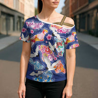 Hawaiian and Japanese Culture Together Cross Shoulder Shirt Hawaiian Archipelago Shape Sea Animals