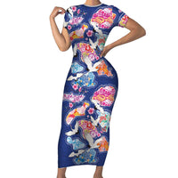 Hawaiian and Japanese Culture Together Family Matching Short Sleeve Bodycon Dress and Hawaiian Shirt Hawaiian Archipelago Shape Sea Animals