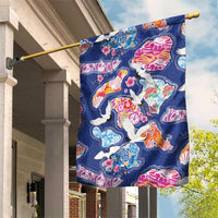 Hawaiian and Japanese Culture Together Garden Flag Hawaiian Archipelago Shape Sea Animals
