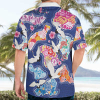 Hawaiian and Japanese Culture Together Hawaiian Shirt Hawaiian Archipelago Shape Sea Animals