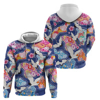 Hawaiian and Japanese Culture Together Hoodie Hawaiian Archipelago Shape Sea Animals