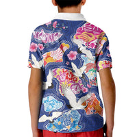 Hawaiian and Japanese Culture Together Kid Polo Shirt Hawaiian Archipelago Shape Sea Animals