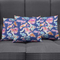 Hawaiian and Japanese Culture Together Pillow Cover Hawaiian Archipelago Shape Sea Animals