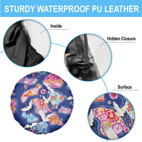 Hawaiian and Japanese Culture Together Spare Tire Cover Hawaiian Archipelago Shape Sea Animals