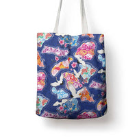 Hawaiian and Japanese Culture Together Tote Bag Hawaiian Archipelago Shape Sea Animals