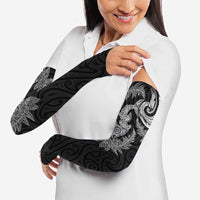 New Zealand Sea Animals with Maori Tribal Tattoo Arm Sleeves Shark Manta Ray with Silver Fern Black