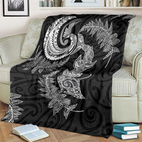 New Zealand Sea Animals with Maori Tribal Tattoo Blanket Shark Manta Ray with Silver Fern Black