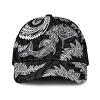 New Zealand Sea Animals with Maori Tribal Tattoo Classic Cap Shark Manta Ray with Silver Fern Black
