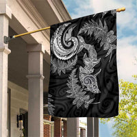 New Zealand Sea Animals with Maori Tribal Tattoo Garden Flag Shark Manta Ray with Silver Fern Black