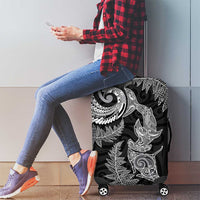 New Zealand Sea Animals with Maori Tribal Tattoo Luggage Cover Shark Manta Ray with Silver Fern Black