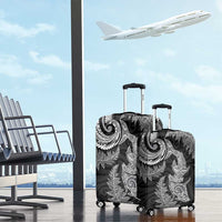 New Zealand Sea Animals with Maori Tribal Tattoo Luggage Cover Shark Manta Ray with Silver Fern Black