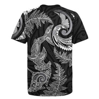 New Zealand Sea Animals with Maori Tribal Tattoo Rugby Jersey Shark Manta Ray with Silver Fern Black
