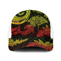 New Zealand Sea Animals with Maori Tribal Tattoo Baseball Net Cap Shark Manta Ray with Silver Fern Reggae