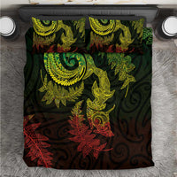 New Zealand Sea Animals with Maori Tribal Tattoo Bedding Set Shark Manta Ray with Silver Fern Reggae