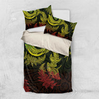 New Zealand Sea Animals with Maori Tribal Tattoo Bedding Set Shark Manta Ray with Silver Fern Reggae