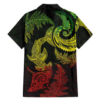 New Zealand Sea Animals with Maori Tribal Tattoo Family Matching Off Shoulder Maxi Dress and Hawaiian Shirt Shark Manta Ray with Silver Fern Reggae